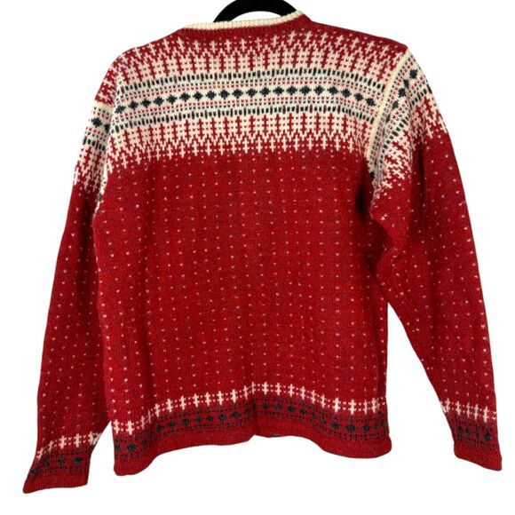 Woolrich Vintage Wool Winter Tree Red Fair Isle Zip Cardigan Women's Size Small - Picture 6 of 6